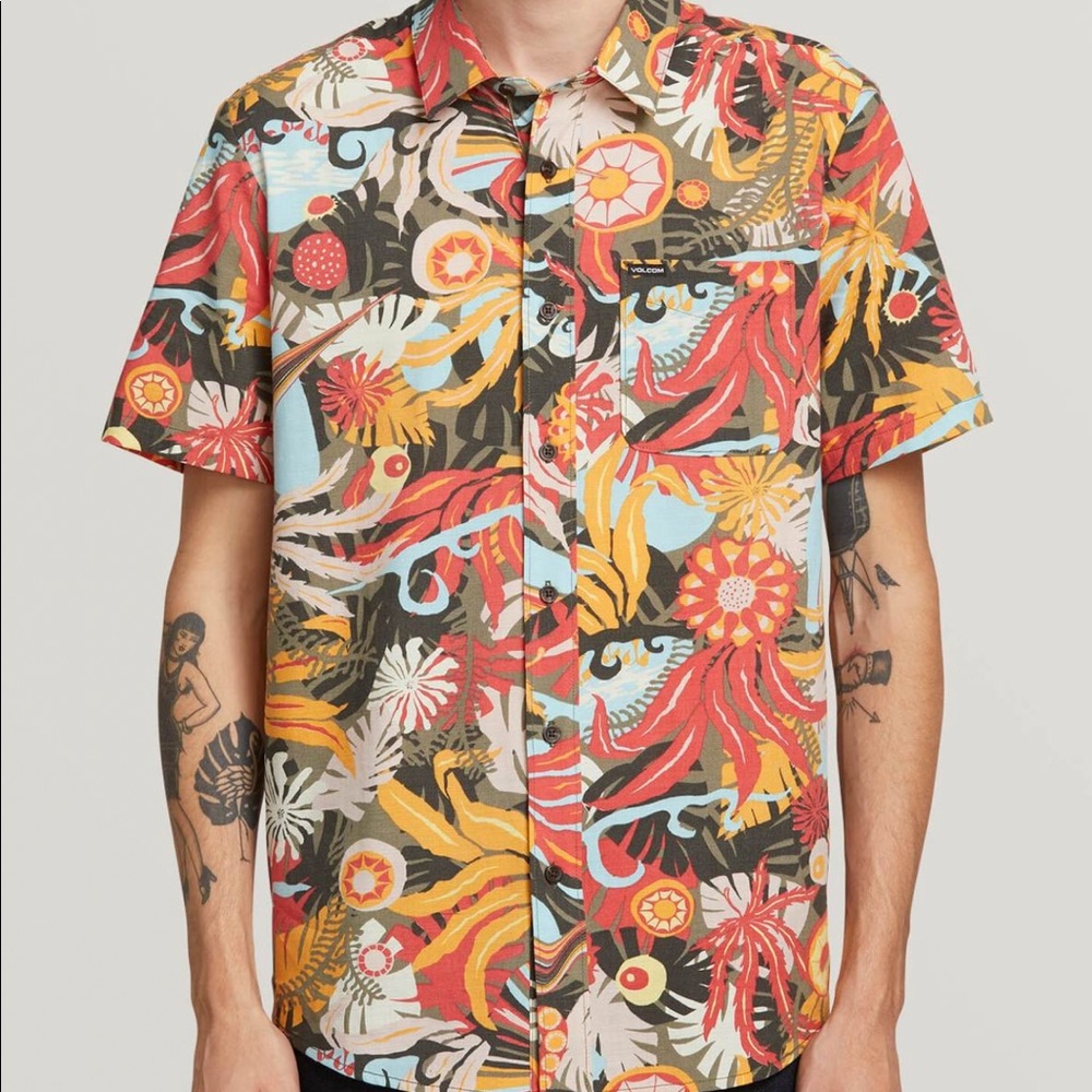 VOLCOM Psych Floral Short Sleeve Shirt